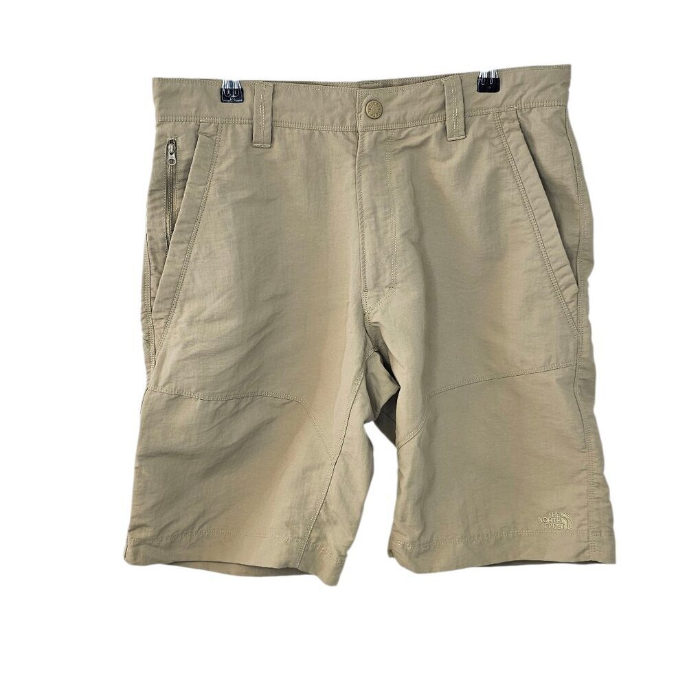 The North Face Mens Outdoor Shorts, Hiking, Athletic, Nylon, Tan, Size 34